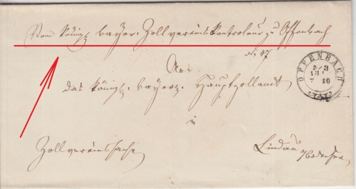 Thurn&Taxis/Bayern - Offenbach 5.3.1847 Zollvereinssache n. Lindau - Absender !!