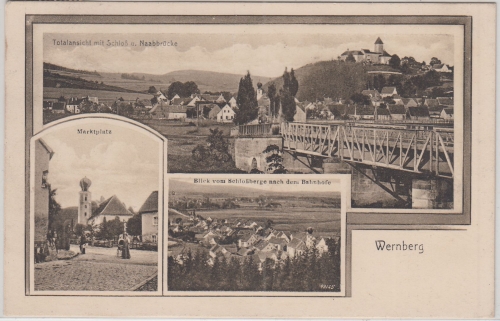 Bayern - Wernberg Schloss Marktplatz etc. sw-Mehrbild-AK gelaufen 1927