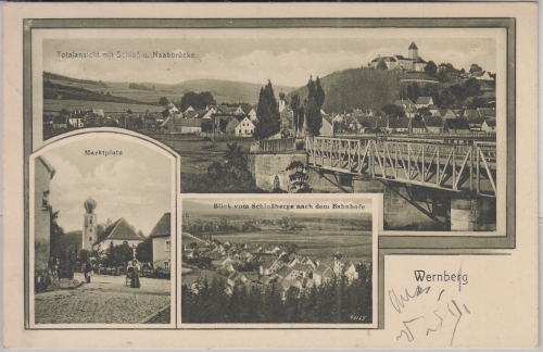 Bayern - Wernberg Schloss Marktplatz etc. sw-Mehrbild-AK gelaufen 1928