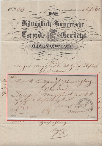Bayern/Österreich - Neunburg v.W. 30/9 HKS Dienstbrief Oberviechtach - Wien 1841