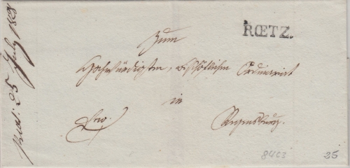 Bayern - Roetz L1 Francobrief n. Regensburg 1828
