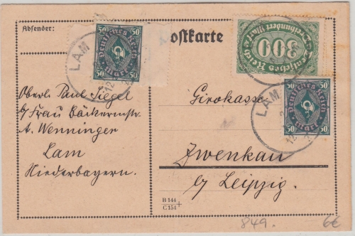DR-Infla - 300 M. Queroval u.a. Karte Lam - Zwenkau 2. AUG 23