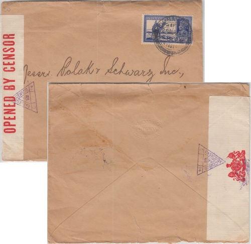 Indien - 3 A. 6 P. Kamelpostreiter Zensurbrief n. USA Dehli - New York 1940