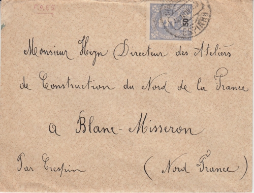 Portugal - 50 R. Carlos I. Brief n. FRANKREICH Esfrinho - Crespin 1908