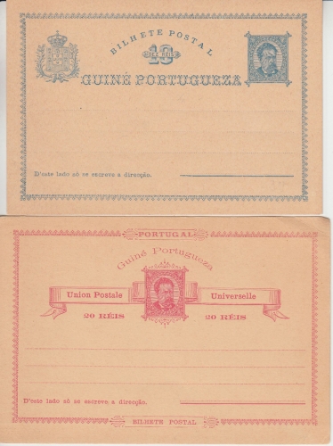 Portug. Guinea - 10+20 R. Louis 2 Ganzsachen 1895 ungebraucht