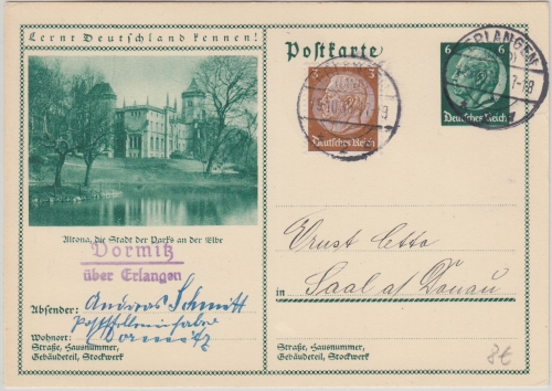 DR - Dormitz ü. Erlangen Landpost-L2 Bildganzsache n. Saal 1935