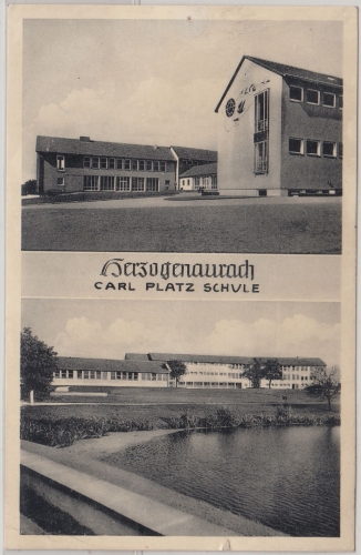 Bayern - Herzogenaurach Carl Platz Schule sw-Mehrbild-AK gelaufen 1957