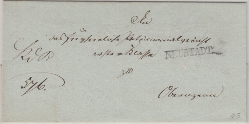 Bayern - Neustadt L1 Dienstbrief n. Obernzenn 1826