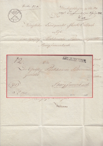 Bayern - Emskirchen L1 Dienstbrief Markt Erlbach - Burgfarrnbach 1830