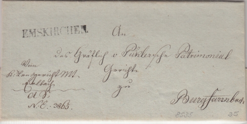 Bayern - Emskirchen L1 Dienstbrief Markt Erlbach - Burgfarrnbach 1830
