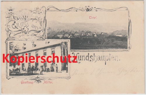 Bayern - Hundshaupten Gastwirtschaft Total sw-Mehrbild-AK gelaufen 1911