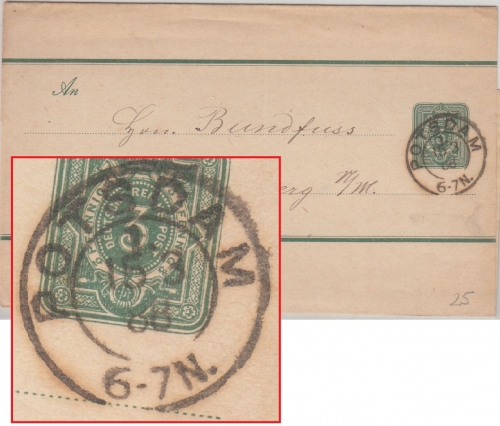 DR - Potsdam 1. 15.3.88 K2 3 Pfg. Ganzsache Streifband n. Königsberg