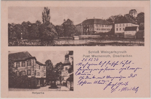 Bayern - Wachenroth Schloss Weingartsgreuth sw-Mehrbild-AK gelaufen 1930