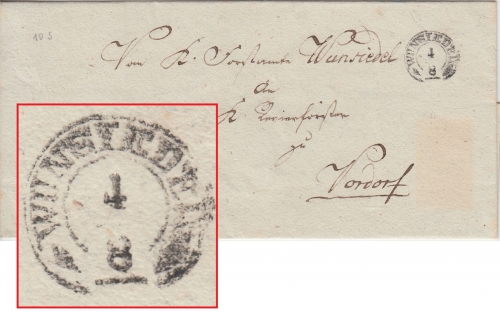 Bayern - Wunsiedel 4/8 Fingerhut-K2 (Sonderform) Dienstbrief n. Vordorf ca. 1855