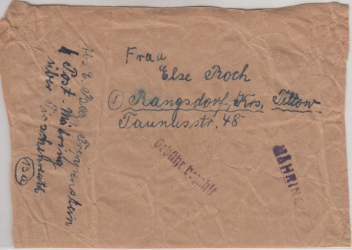 All.Bes. - Mähring Notstempel L1 Gebühr bezahlt Päckchen-/Brief-Vds ca. 1945/46
