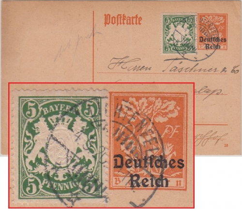 Bayern/DR - 5 Pfg. Wappen + 10 Pfg. Überdruck-Ganzsache Lichtenfels 4.5.20