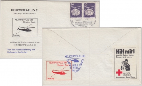BRD - Michelau 1981 Helikopterpost anl. Briefmarkenausstellung