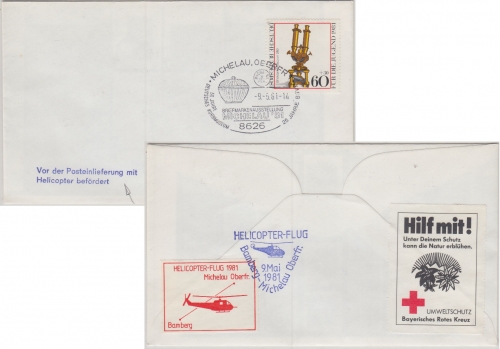 BRD - Michelau 1981 Helikopterpost anl. Briefmarkenausstellung