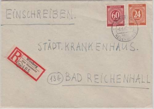 All.Bes./Kontrollrat - Wirsberg ü. Neuenmarkt Einschreibebrief 1.9.46