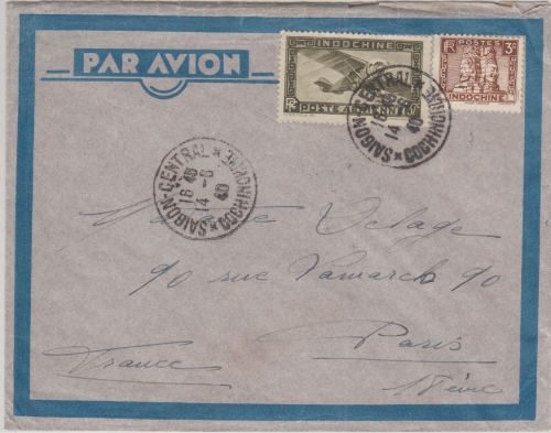 Franz. Indochina - 37 C. Flugpostausg. u.a. Luftpostbrief Saigon - Paris 1940