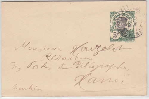 Franz. Indochina - 5 C. Ganzsache Drucksachenbrief Saigon - Hanoi 1917