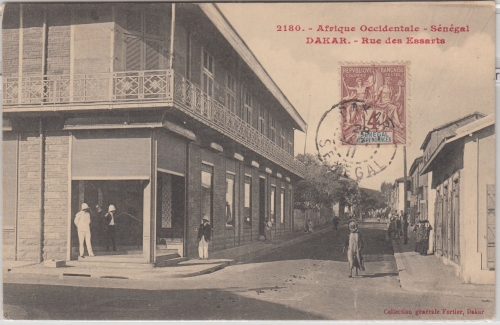 Senegal - Dakar 1911 4 C. bildseitig sw-Aansichtskarte Rue des Essarts