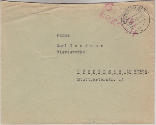 All.Bes. - Kirchenlamitz 2 29.11.45 Gebühr bezahlt "Schnitz"-L2 Brief