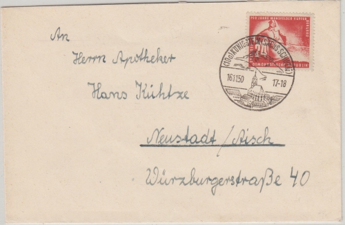 DDR - 24 Pfg. Mansfelder Bergbau Brief Königstein - Neustadt a/A 1950