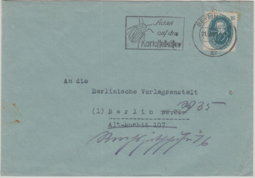DDR - 16 Pfg. Akademie Grimm Ortsbrief Berlin 1950