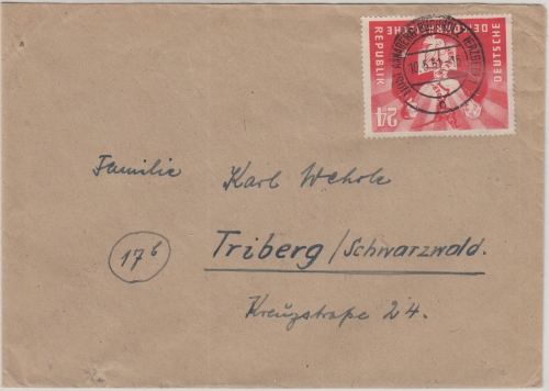 DDR - 24 Pfg. Deutsch-Polnische Freundschaft Brief Annaberg-Buchholz 1951