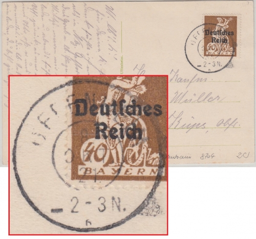 DR-Infla - Uffenheim 8. OKT 21 bayer. Reserve-K2 Karte n. Küps