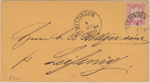 Bayern - 3 Kr. Wappen gez. K1 Kitzingen 8 JUL Brief Buchbrunn - Leisnig