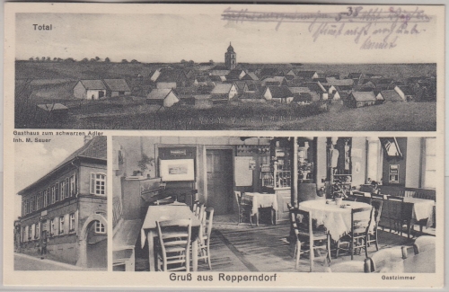 Bayern - Repperndorf Gasthaus z. schwarz. Adler sw-Mehrbild-AK gelaufen 1932