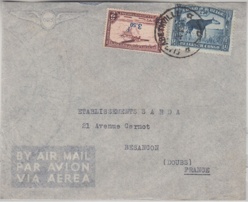 Belgisch Congo - 3,50/3 Fr. Flugpostausg. u.a. Luftpostbrief Elisbethville 1939
