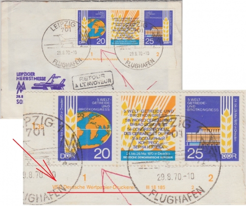 DDR - Welt-Getreide-u.Brotkongress Bogenecke Druckvermerk Luftpostbrief 1970