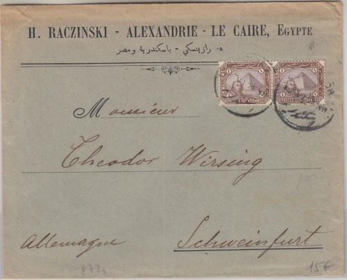 Ägypten/Bayern - 2x1 M. Pyramiden Drucksache Cairo - Schweinfurt 1904