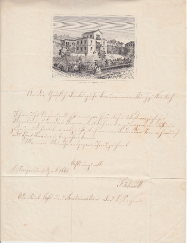 Bayern - Bad Kissingen "Cafe und Restauration Schmitt" lithogr. Briefkopf 1864