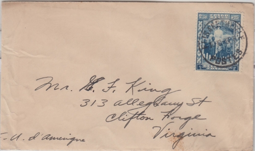 Belgisch Congo - 2,50 Fr. Todestag Königin Astrid Brief Elisabethville 1938