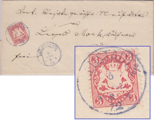 Bayern - Neustadt a/S. 5. MAR 72 viol. K1 Prachtbrief n. Kissingen