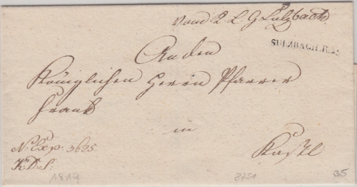 Bayern - Sulzbach R3 L1 Dienstbrief n. Kastl ca. 1819