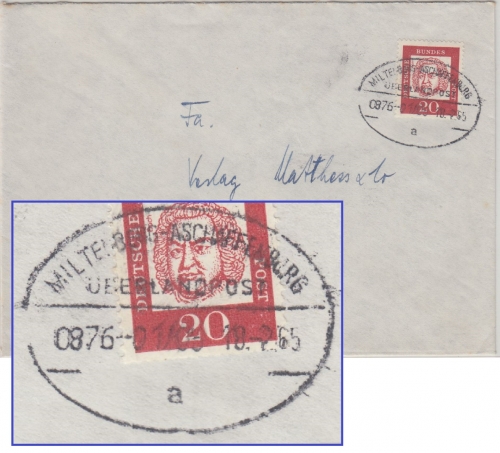 BRD - Miltenberg Aschaffenburg Überlandpost 0876-01/05 Brief n. Berlin 1965