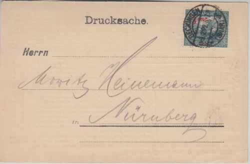 Saargebiet - 3 C./20 Pfg. Landschaften Drucksache Beckingen - Nürnberg 9.2.22
