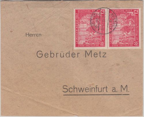 All.Bes./Kontrollrat - 2x12 Pfg. Leipziger Messe Brief Westheim ü. Hammelburg