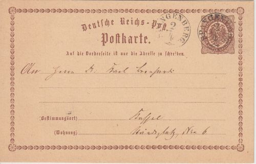 DR - Spangenberg 2/4 nachv. Th&T-Fingerhut-K11/2 Gr. Ganzsache n. Cassel