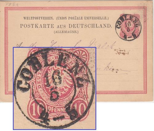 DR - Coblenz 16/5 nachv. preuss. K2 Ganzsache n. HOLLAND 1878