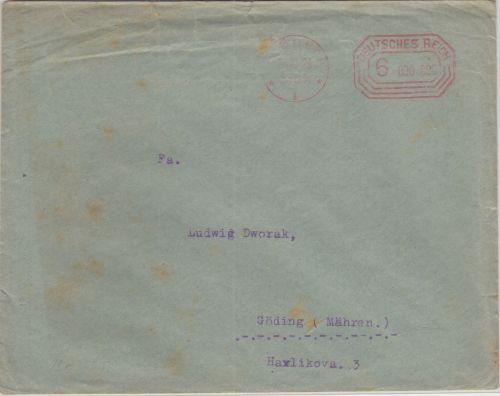 DR-Infla - 6.000.000 M. Postfreistempel Drucksache n TSCHECHIEN Pößneck 26.10.23