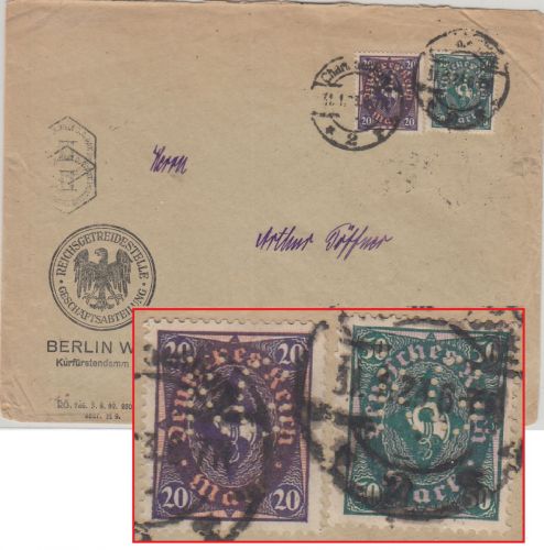 DR-Infla - 20+50 M. Posthorn Perfin "KG" Brief Berlin - Magdeburg 1923 Custos !
