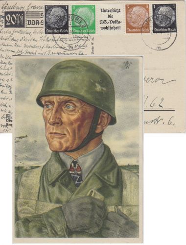 DR - Hindenburg Einheitgeberstreifen Willrichkarte Hamburg - Berlin 1940