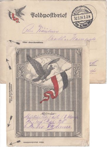 DR - K.D.Feldpostexp. 6.Res.Div. patriotischer Feldpost-Faltbrief n. Berlin 1916