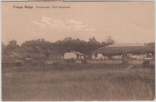 Belgisch Congo - 1 Fr. Freimarke AK Kwamouth Fabrik gelaufen Leopoldville 1929